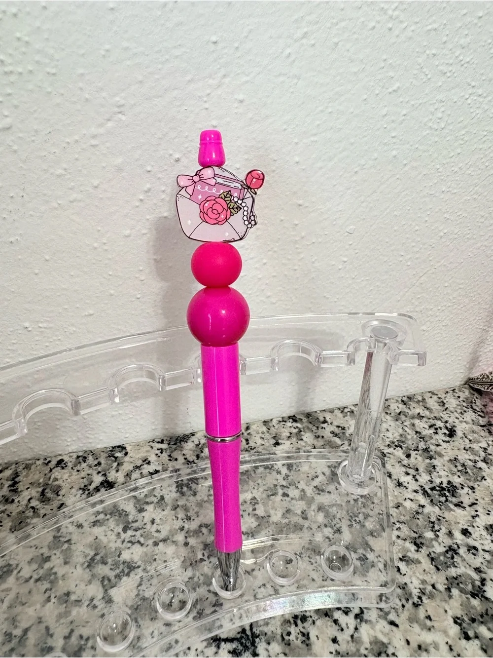 Kids Pink Novelty Pen with Decorative Top